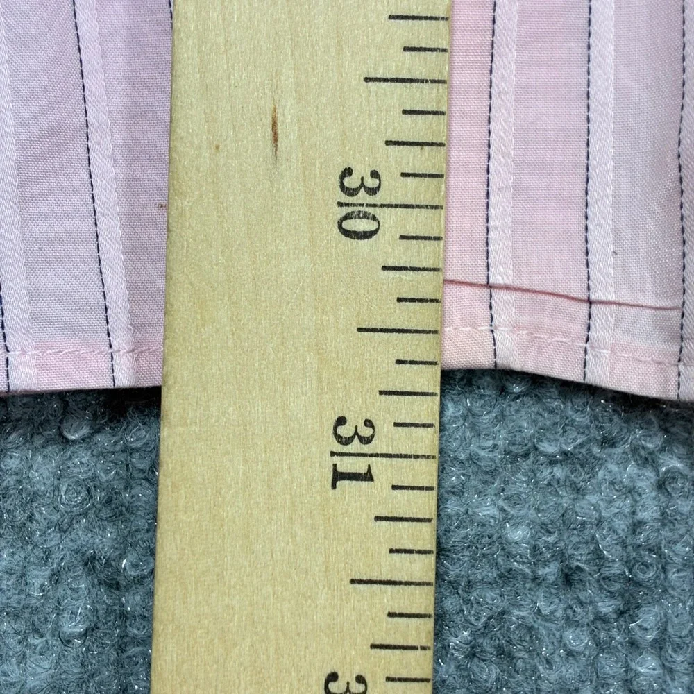 Express Mens Pink Stripe Fitted Stretch Cotton Dress Shirt Size L‎ 16-16 1/2
